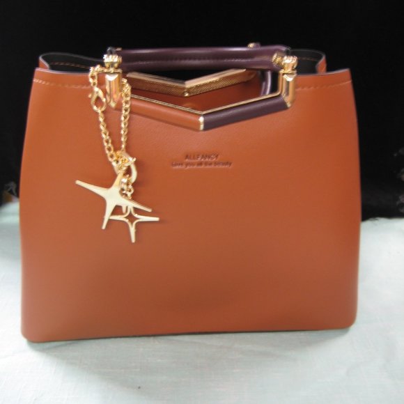 AllFancy Handbags - BROWN HIGH QUALITY LEATHER TOTE BAG SHOULDER HANDB